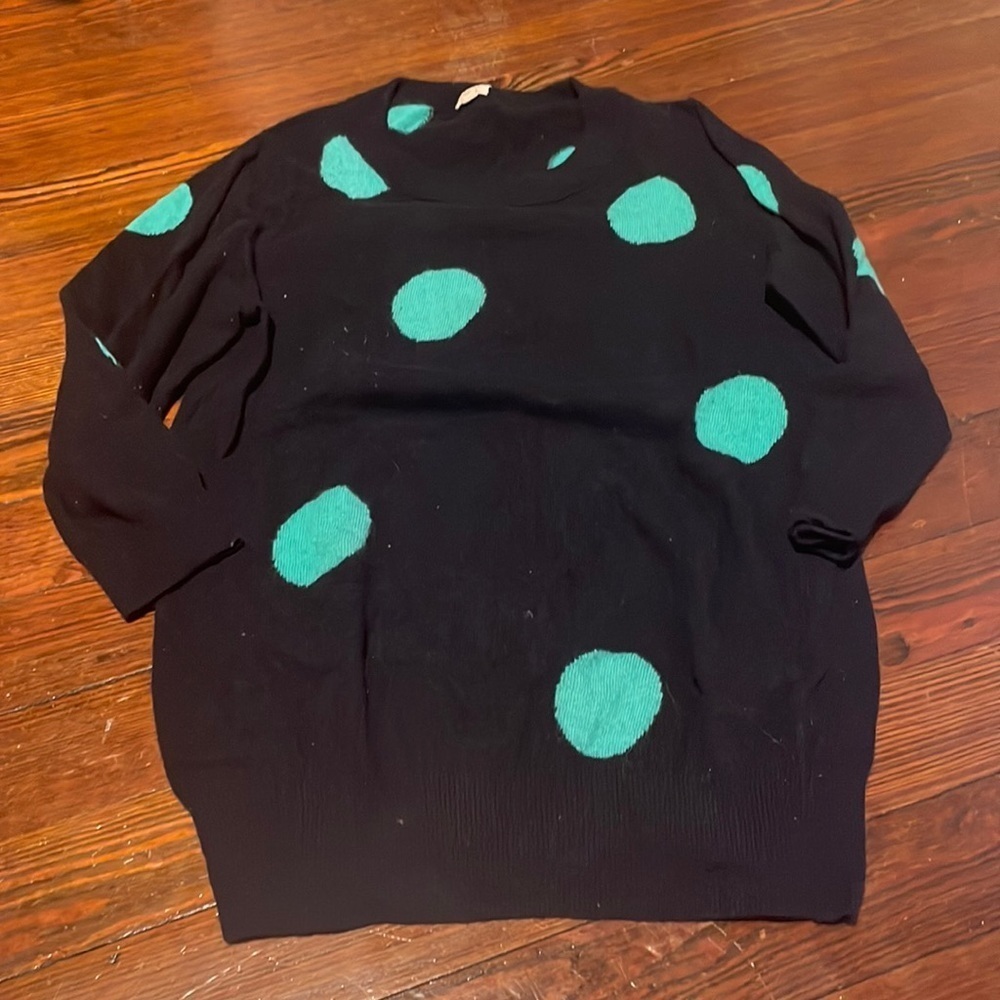 J.Crew Women’s Blue with Turquoise Spots Sweater Size M